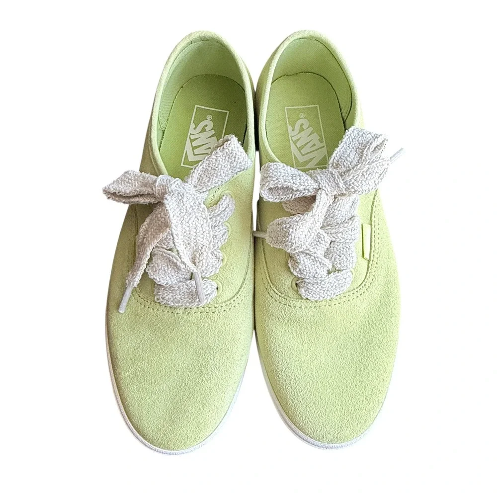 Vans Authentic LowPro Lime Sherbert Suede Sneakers Chunky Lace Womens 7 Mens 5.5